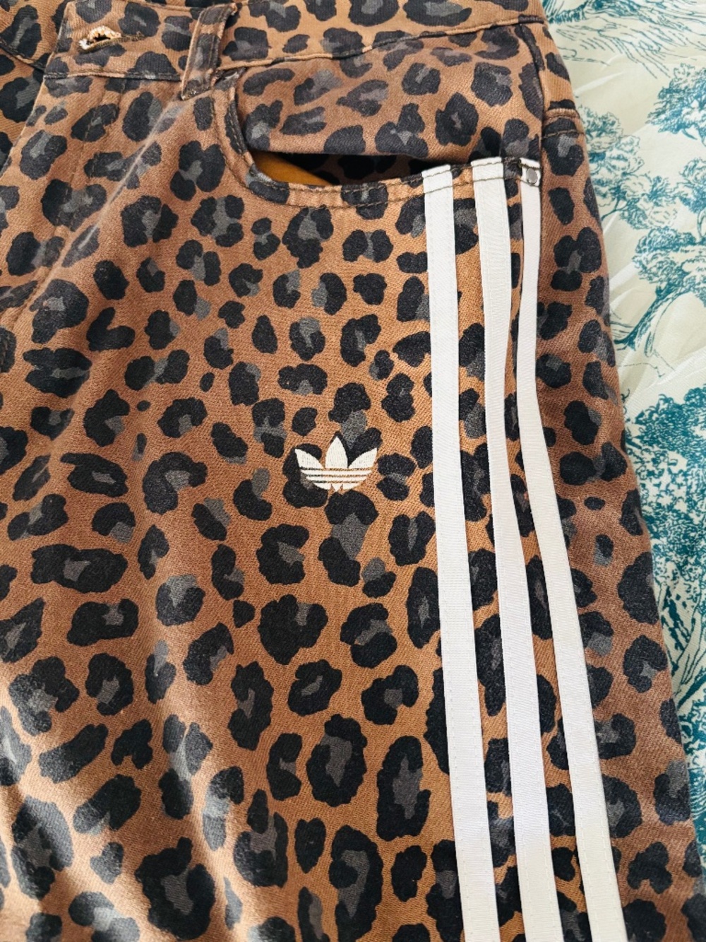 Adidas originals denim Bermuda shorts leopard